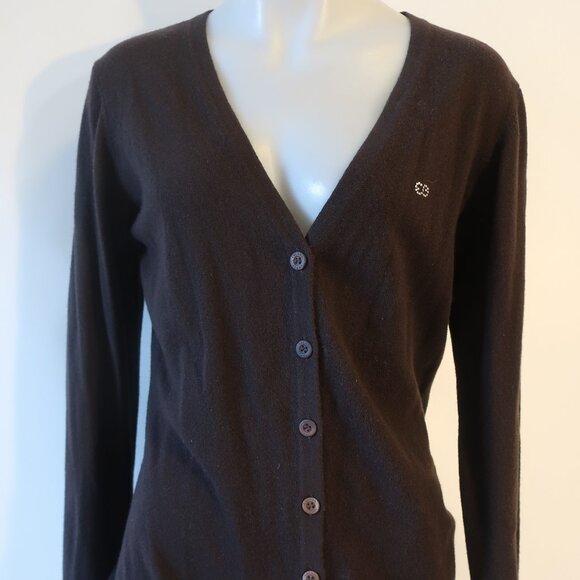 Womens Escada Sport Brown Escada Espana 100% Virgin Wool Cardigan Sweater M - Picture 2 of 9